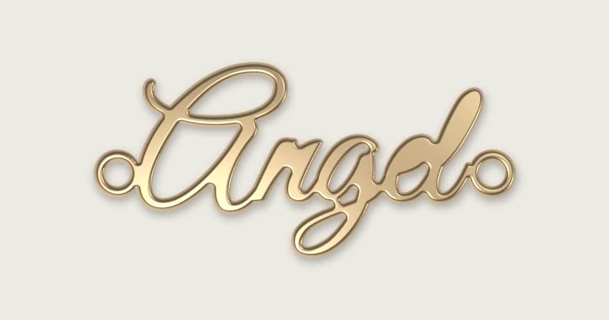 Angel name necklace in 14k yellow gold, classic script lettering