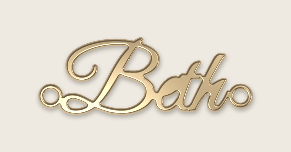 Beth name necklace in 14k yellow gold, classic script lettering