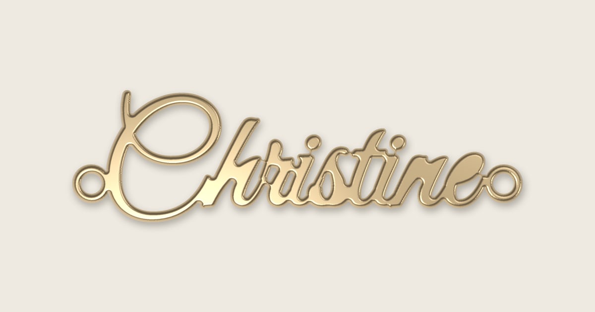 Christine name necklace in 14k yellow gold, classic script lettering