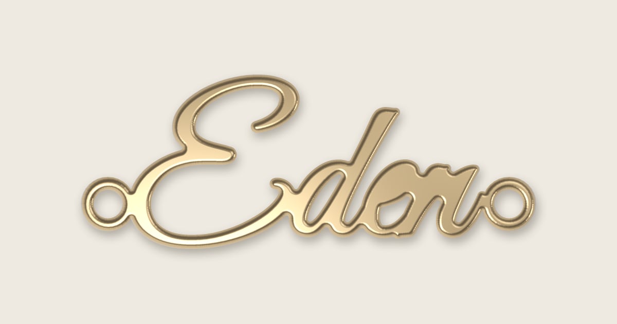 Eden name necklace in 14k yellow gold, classic script lettering