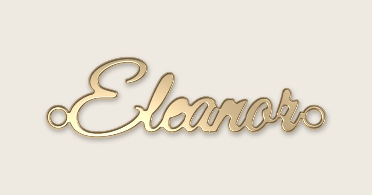 Eleanor name necklace in 14k yellow gold, classic script lettering