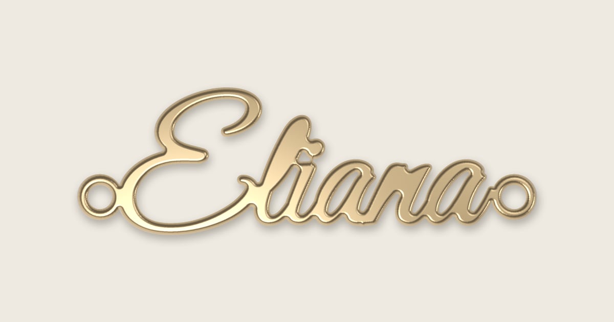 Eliana name necklace in 14k yellow gold, classic script lettering