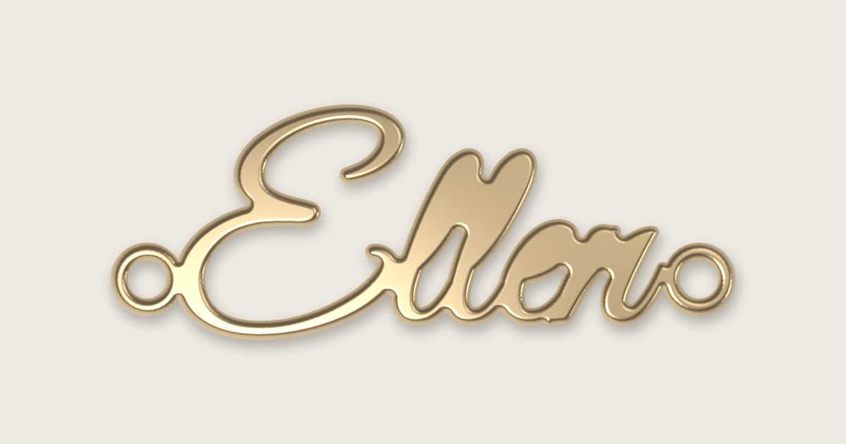 Ellen name necklace in 14k yellow gold, classic script lettering