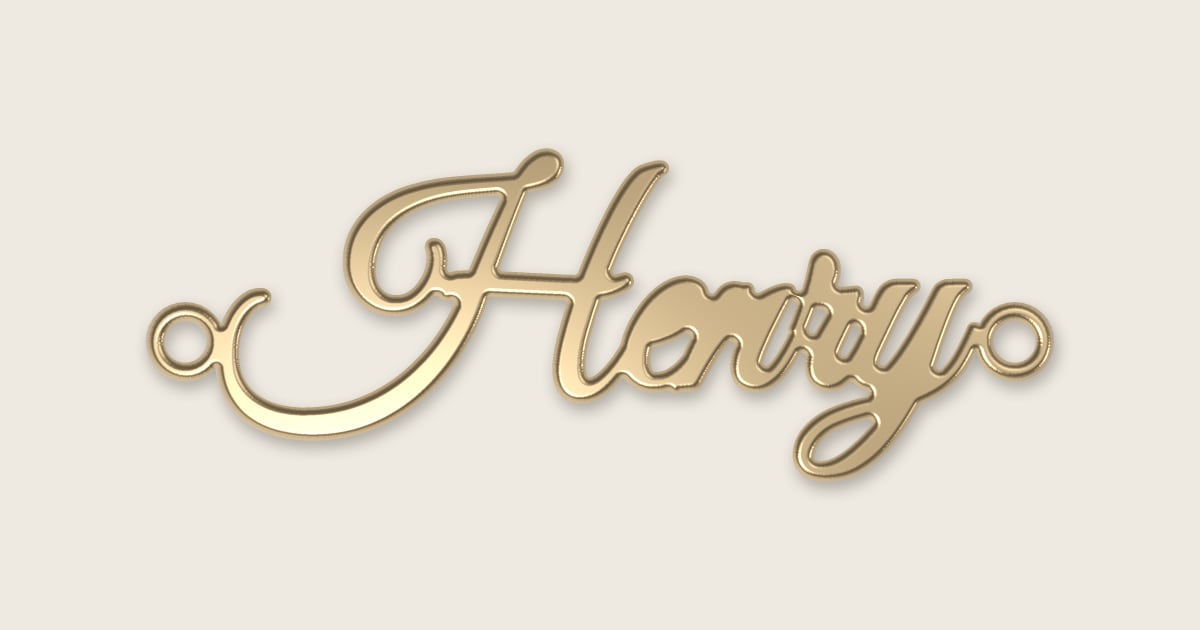 Henry name necklace in 14k yellow gold, classic script lettering