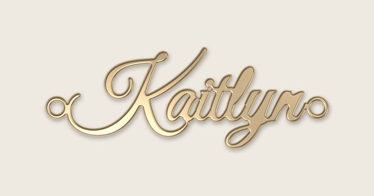 Kaitlyn name necklace in 14k yellow gold, classic script lettering
