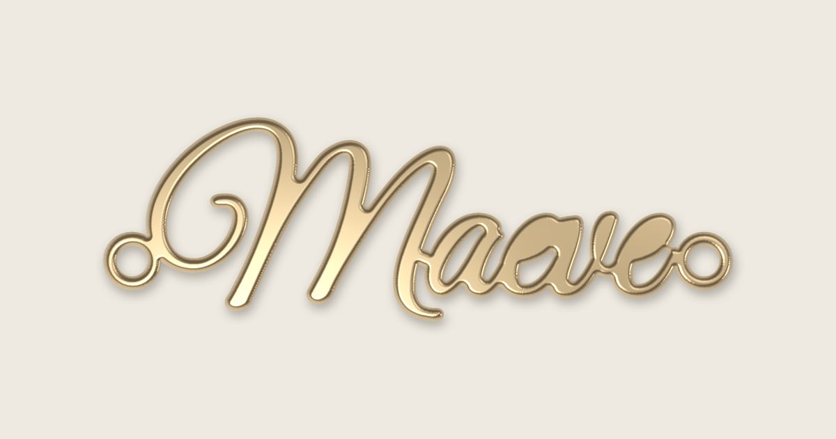 Maeve name necklace in 14k yellow gold, classic script lettering