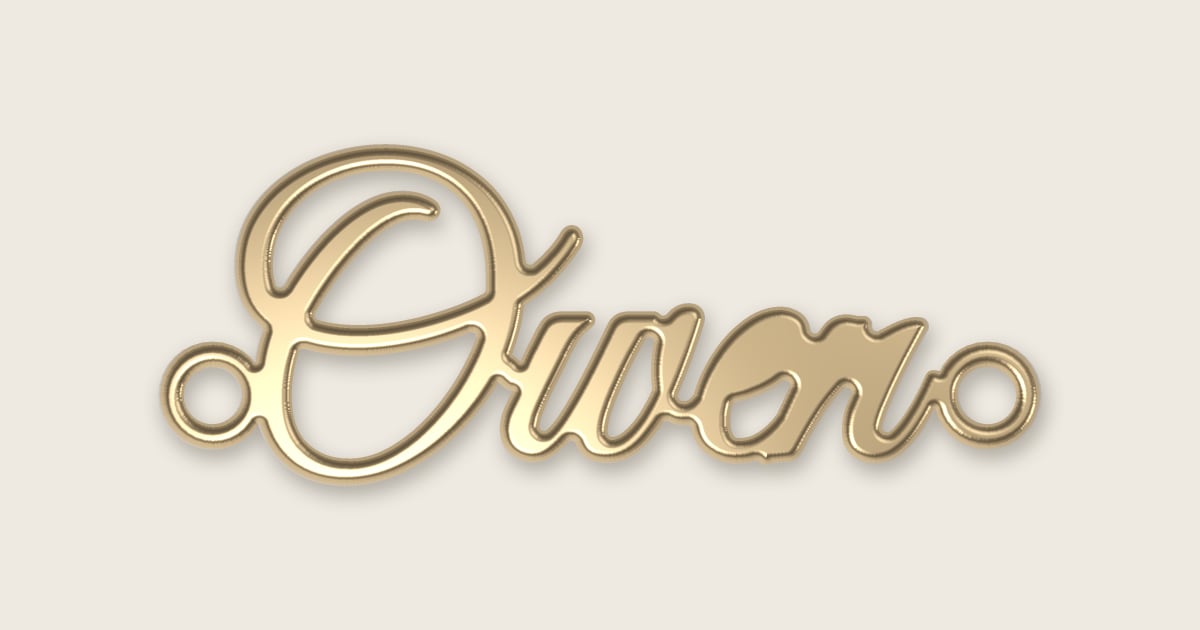 Owen name necklace in 14k yellow gold, classic script lettering