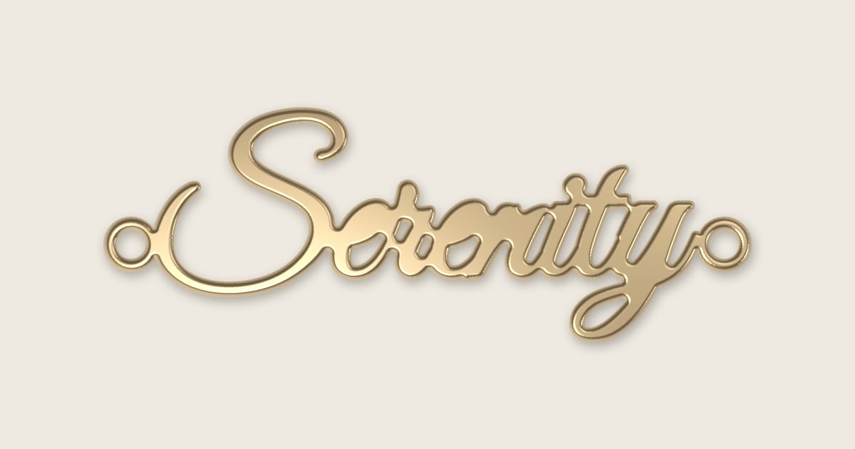 Serenity name necklace in 14k yellow gold, classic script lettering