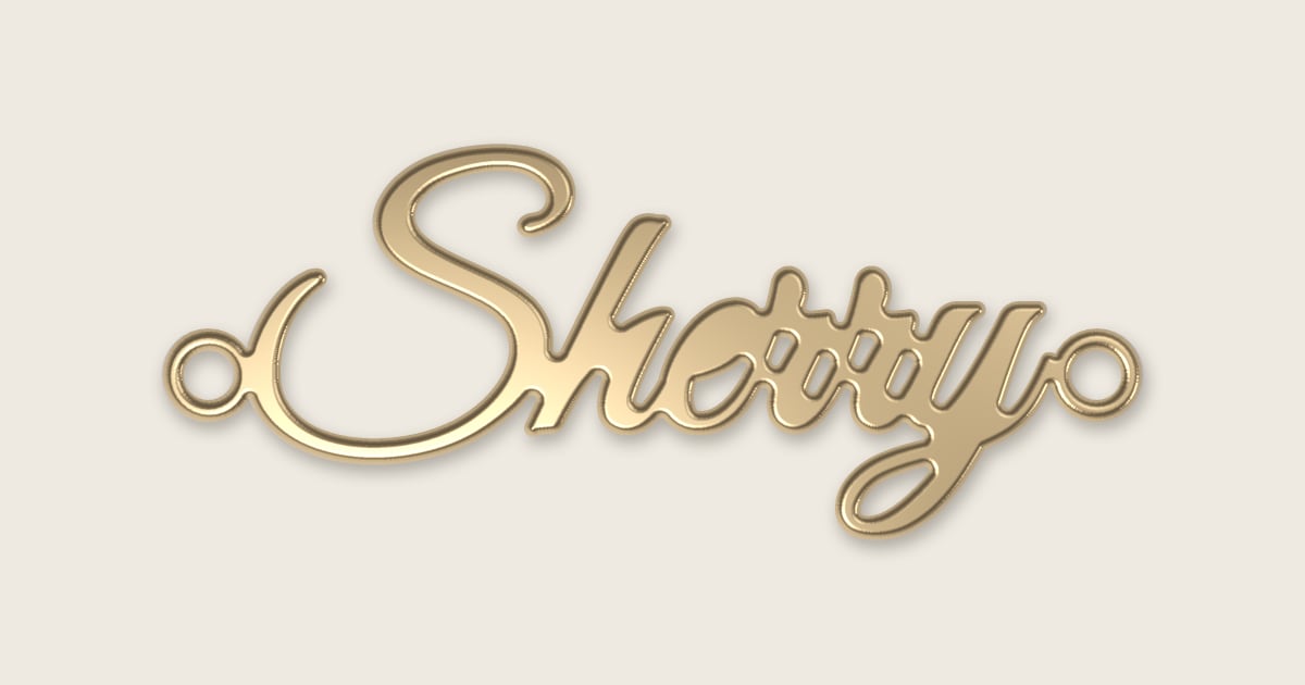Sherry name necklace in 14k yellow gold, classic script lettering