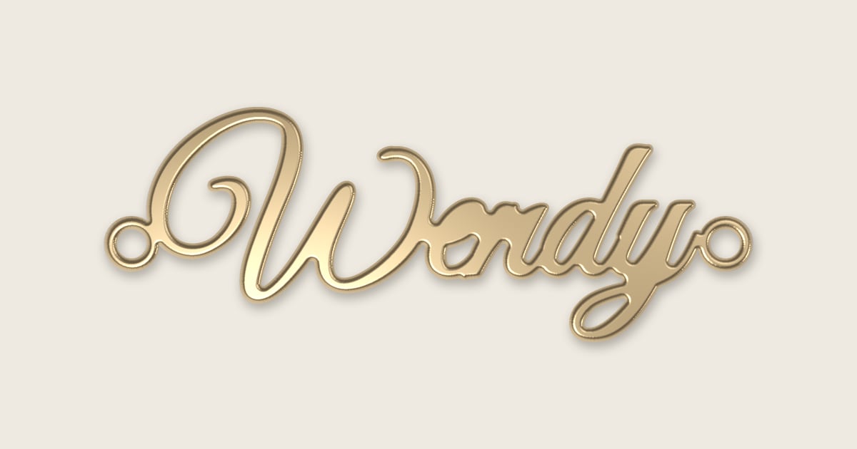 Wendy name necklace in 14k yellow gold, classic script lettering